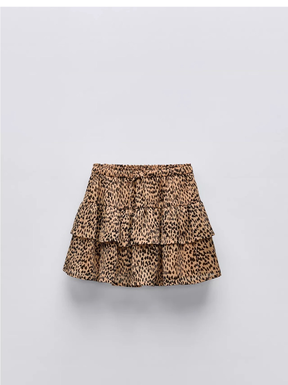 Zara Girls Ruffled Leopard Print Mini Skirt - Brown/Black